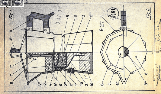 1933, pieno regime fascista, Alfonso Bialetti crea la prima caffettiera Moka